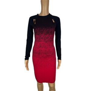 French Connection Women's Red Black Ombre Dust Jersey Bodycon Dress Size…